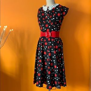red apple print vintage style 360 skirt NWT dress